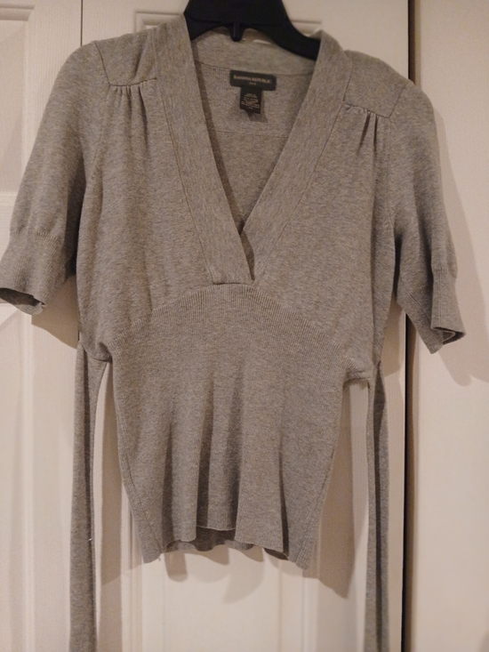 Banana Republic Tops - Banana Republic Gray V-Neck Knit Wrap Top